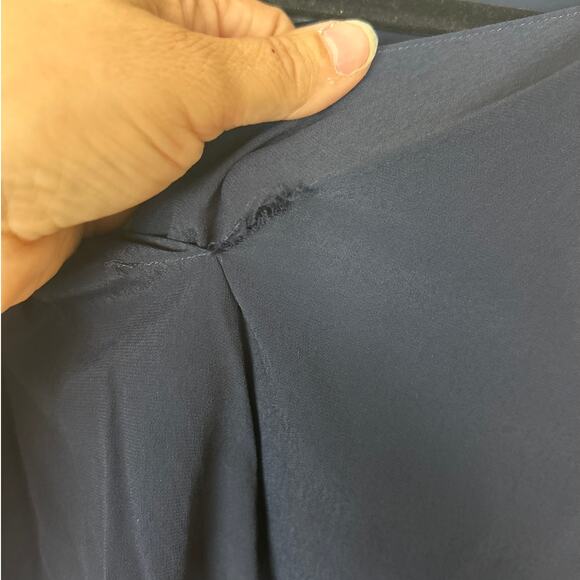 Massimo Dutti womens medium navy blue long sleeve blouse top New lightweight - Picture 8 of 8